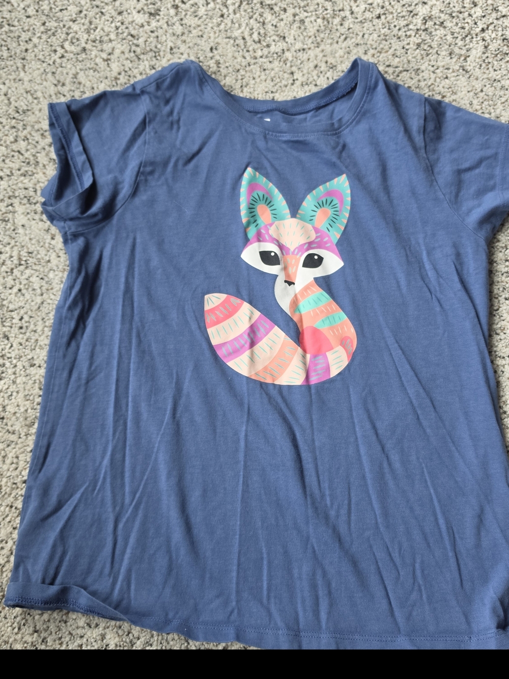 Girls' Blue Fox Graphic Tee - Multicolor Print